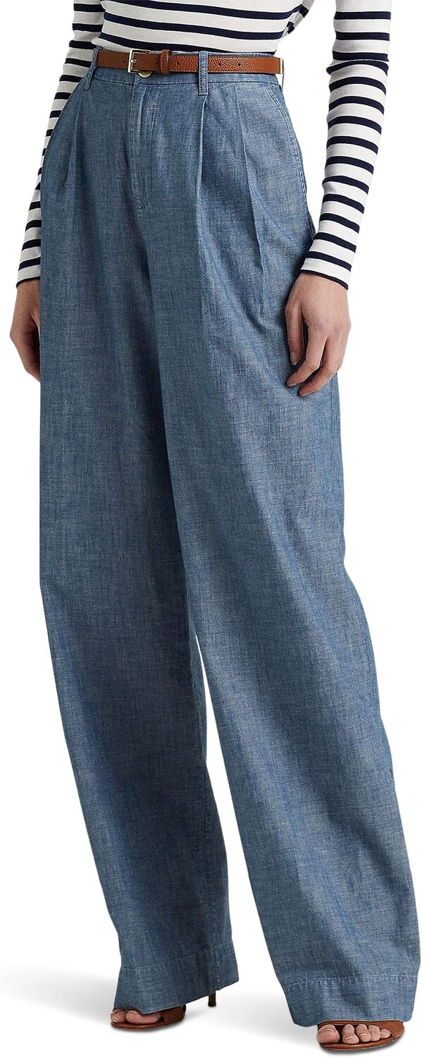 

Широкие брюки из шамбре со складками LAUREN Ralph Lauren, цвет Beryl Blue Wash