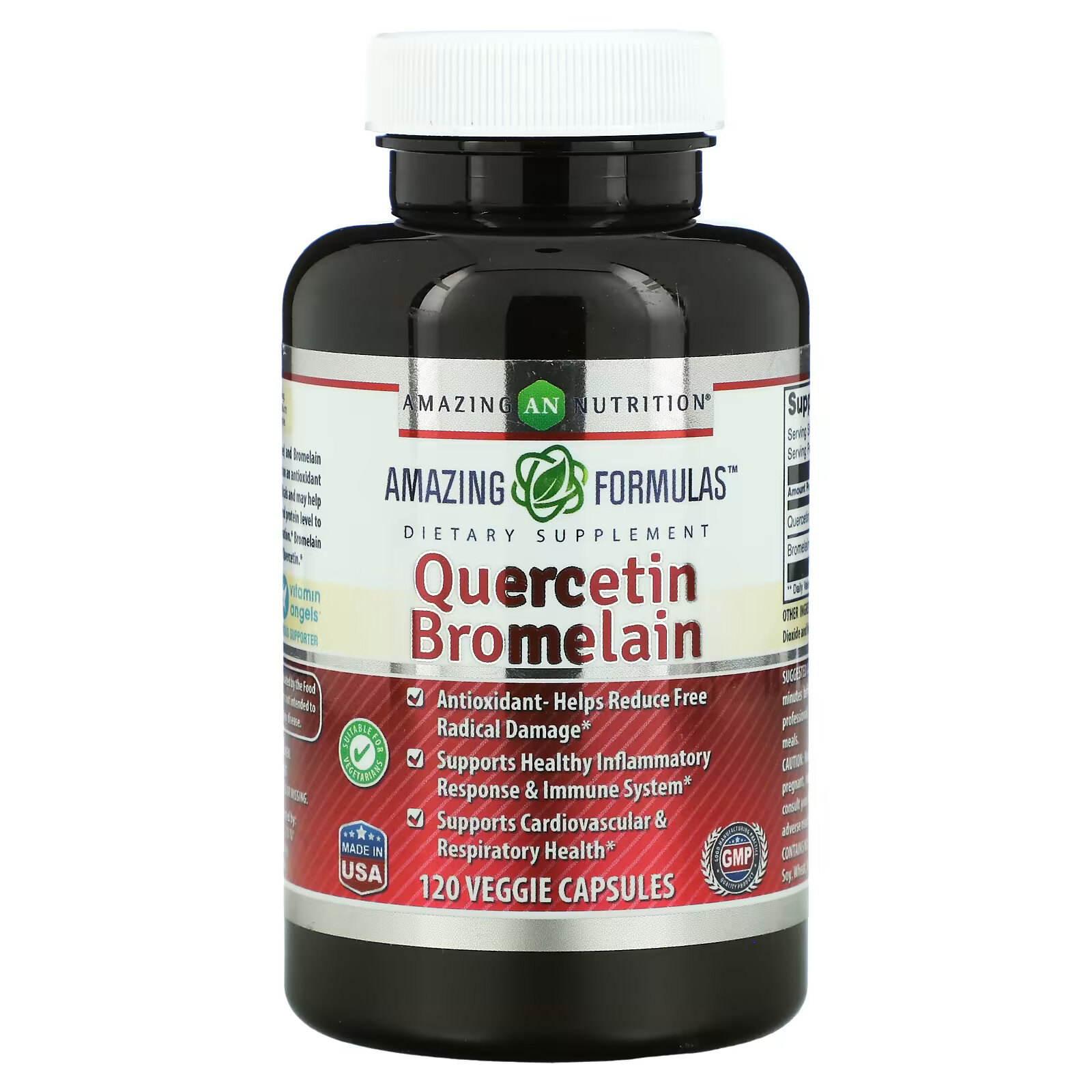 Amazing Nutrition, Кверцетин бромелайн, 120 растительных капсул nutramedix кверцетин 120 растительных капсул