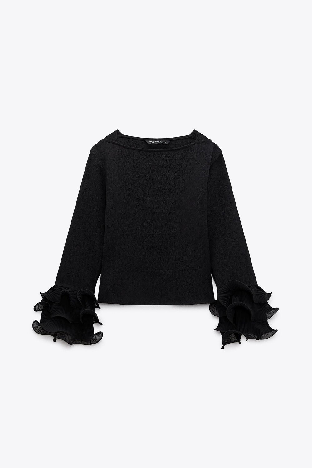 

Топ с оборками ZARA, черный