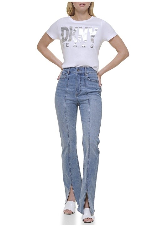 

Белая женская футболка с круглым вырезом с принтом Dkny Jeans, Белый