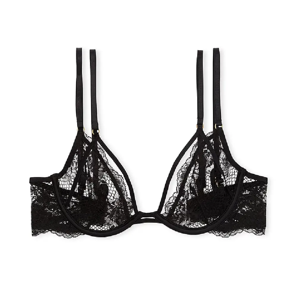 

Бюстгальтер Victoria's Secret Very Sexy Unlined Floral Embroidered Demi, черный