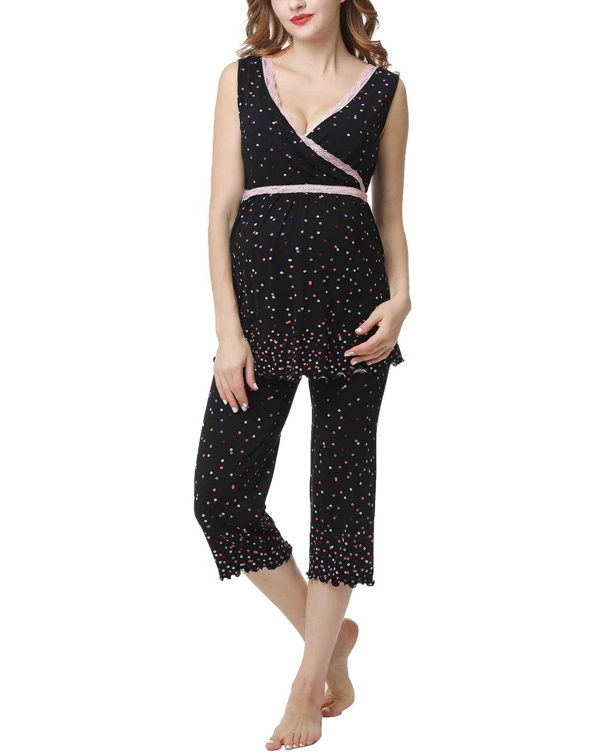 Пижамный комплект для кормящих мам kimi & kai joy для беременных kimi + kai, черный