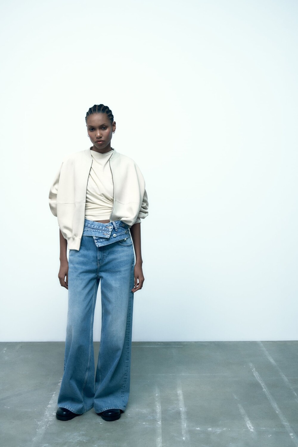 

Драпированный топ ZARA, устричный белый