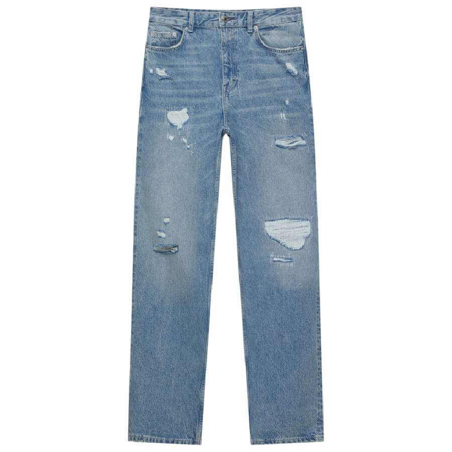 

Джинсы Pull&Bear Ripped High Rise Baggy, синий
