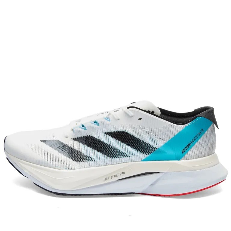 

Кроссовки Adidas Adizero Boston 12, белый, основной черный и светло-голубой