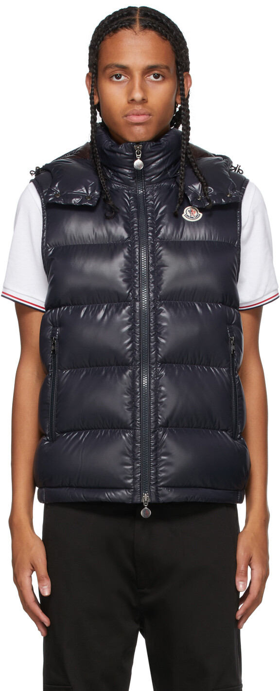 

Темно-синий пуховый жилет Bormes Moncler