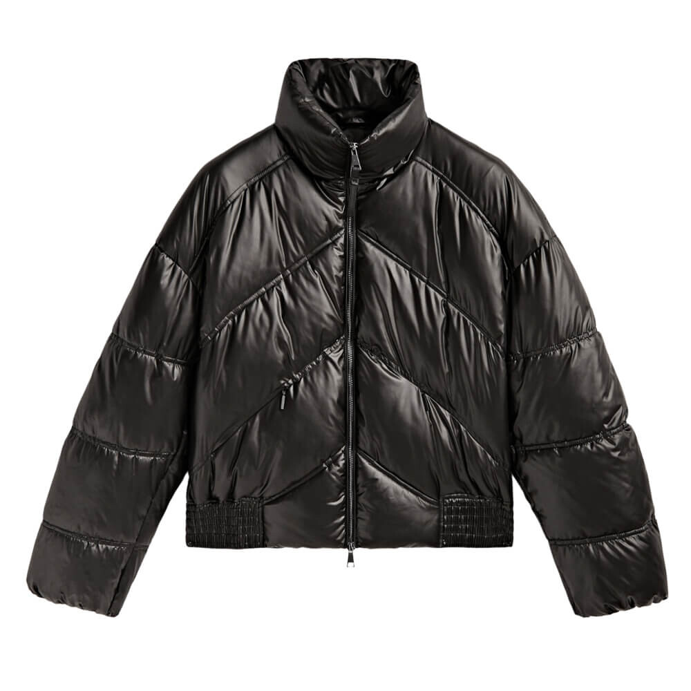 

Куртка Massimo Dutti Cropped Puffer With Topstitching, черный