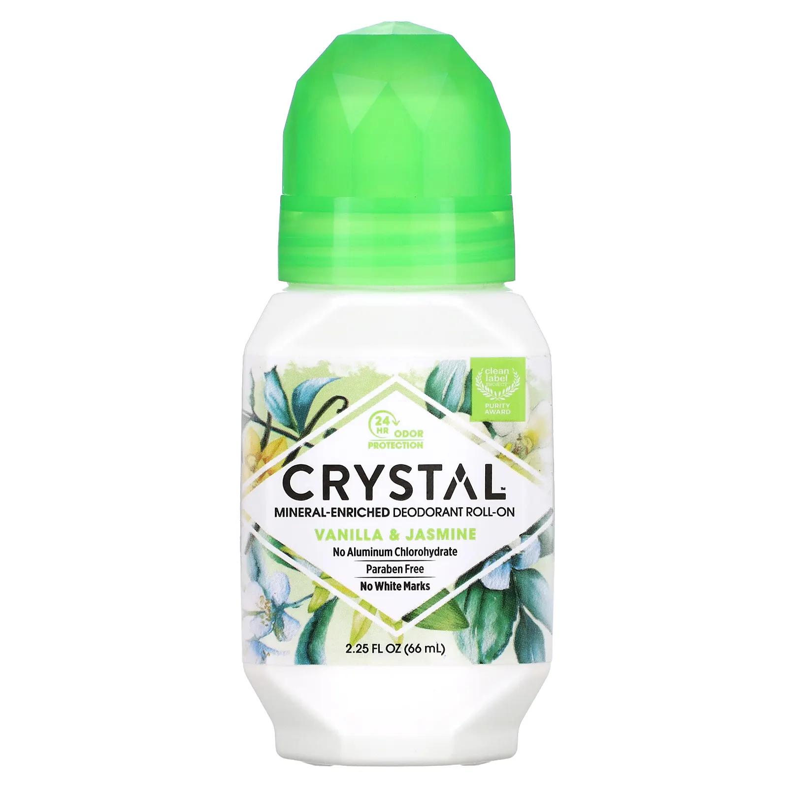 Crystal Body Deodorant Натуральный шариковый дезодорант Ваниль и жасмин 2,25 ж. унц.(66 мл) crystal body deodorant натуральный шариковый дезодорант с ромашкой и зеленым чаем 2 25 жидкой унции 66 мл