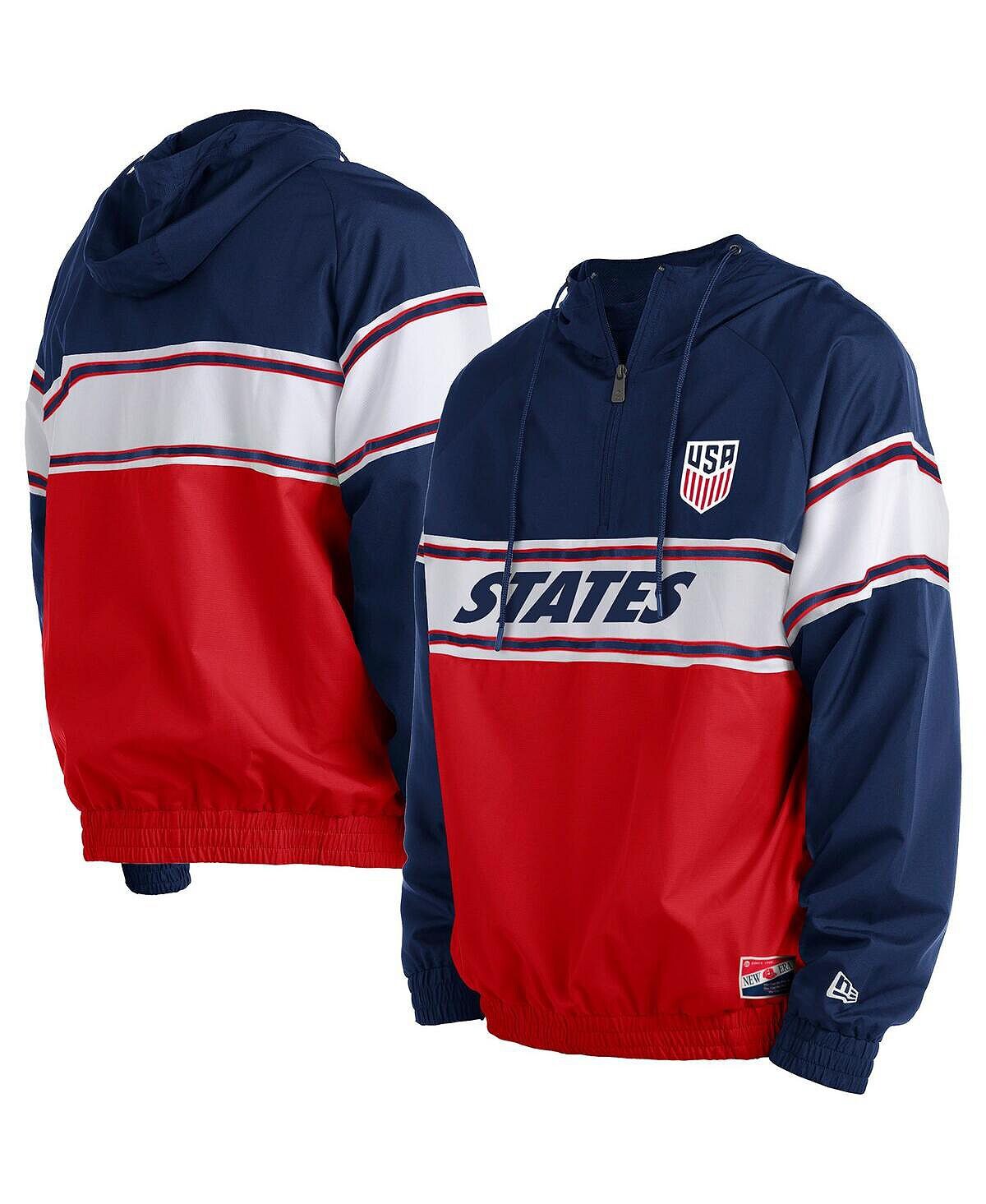 

Мужская темно-синяя толстовка с молнией до четверти USMNT Throwback реглан New Era, Синий
