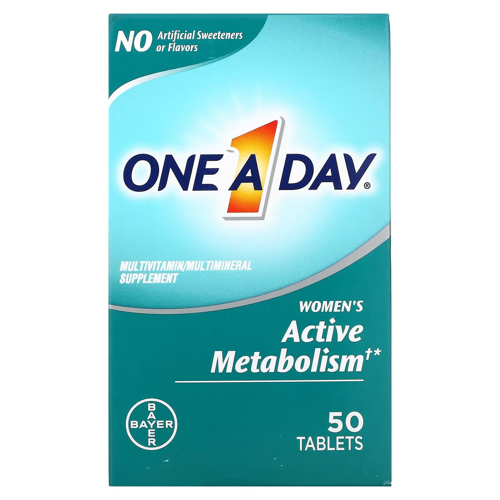 One-A-Day, Активный метаболизм для женщин, мультивитаминная / мультиминеральная добавка, 50 таблеток one a day жевательные мармеладки для женщин с фолиевой кислотой и дгк мультивитаминная мультиминеральная добавка 120 жевательных таблеток