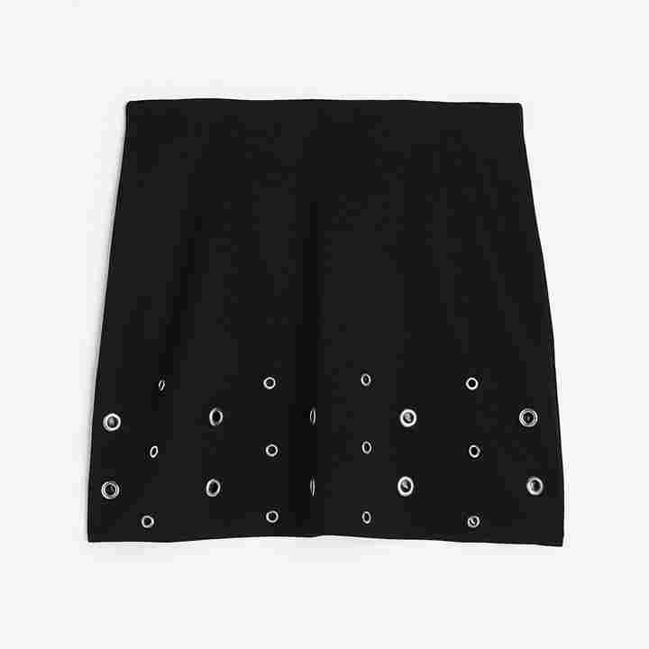 Юбка H&M Grommet-detail, черный короткая юбка стрейч трикотажа zara черный