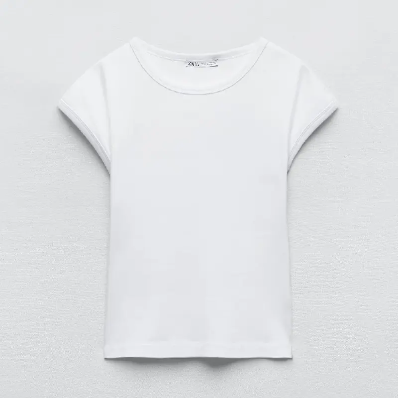 

Футболка Zara Ribbed, белый