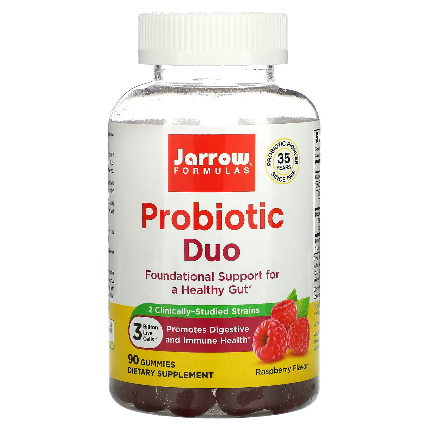 

Jarrow Formulas, Дуэт пробиотиков, малина, 3 млрд, 90 жевательных таблеток