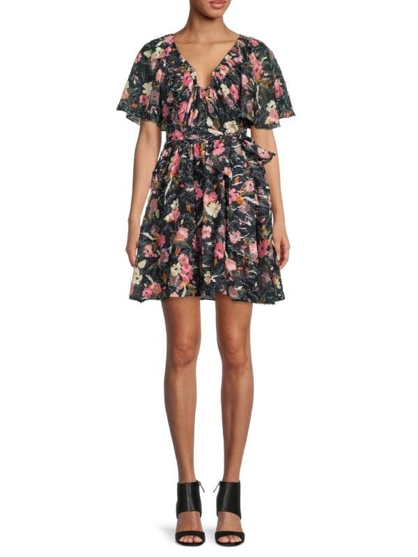 

Мини-платье mara с цветочным принтом Tanya Taylor Black multi