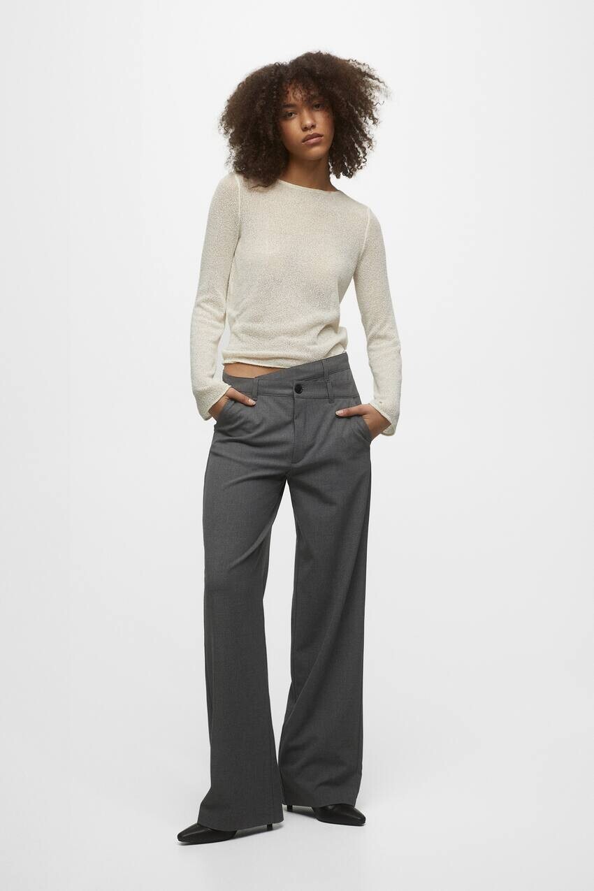 

Элегантные брюки с асимметричной талией Pull&Bear, серый