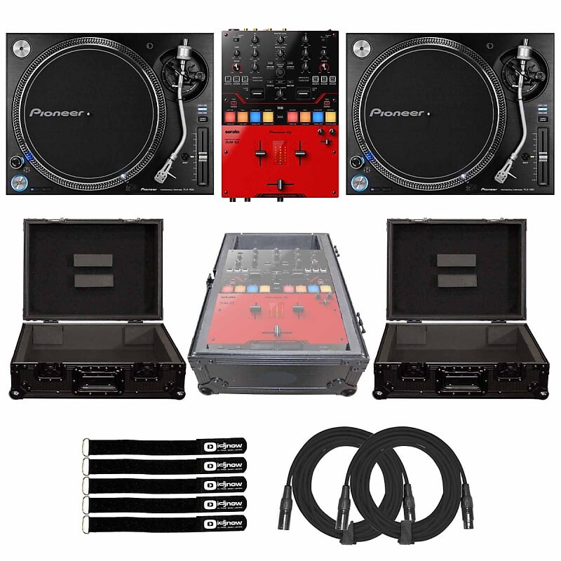 

Pioneer PLX-1000 DJ Battle Turntables со скретч-микшером DJM-S5 и черными футлярами Pioneer PLX-1000 DJ Battle Turntables w DJM-S5 Scratch Mixer & Black Cases