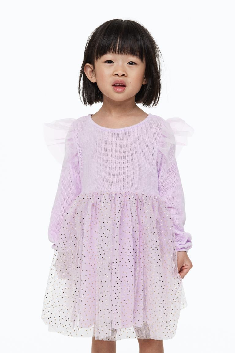 

Платье из синели и тюля H&M, светло-фиолетовый