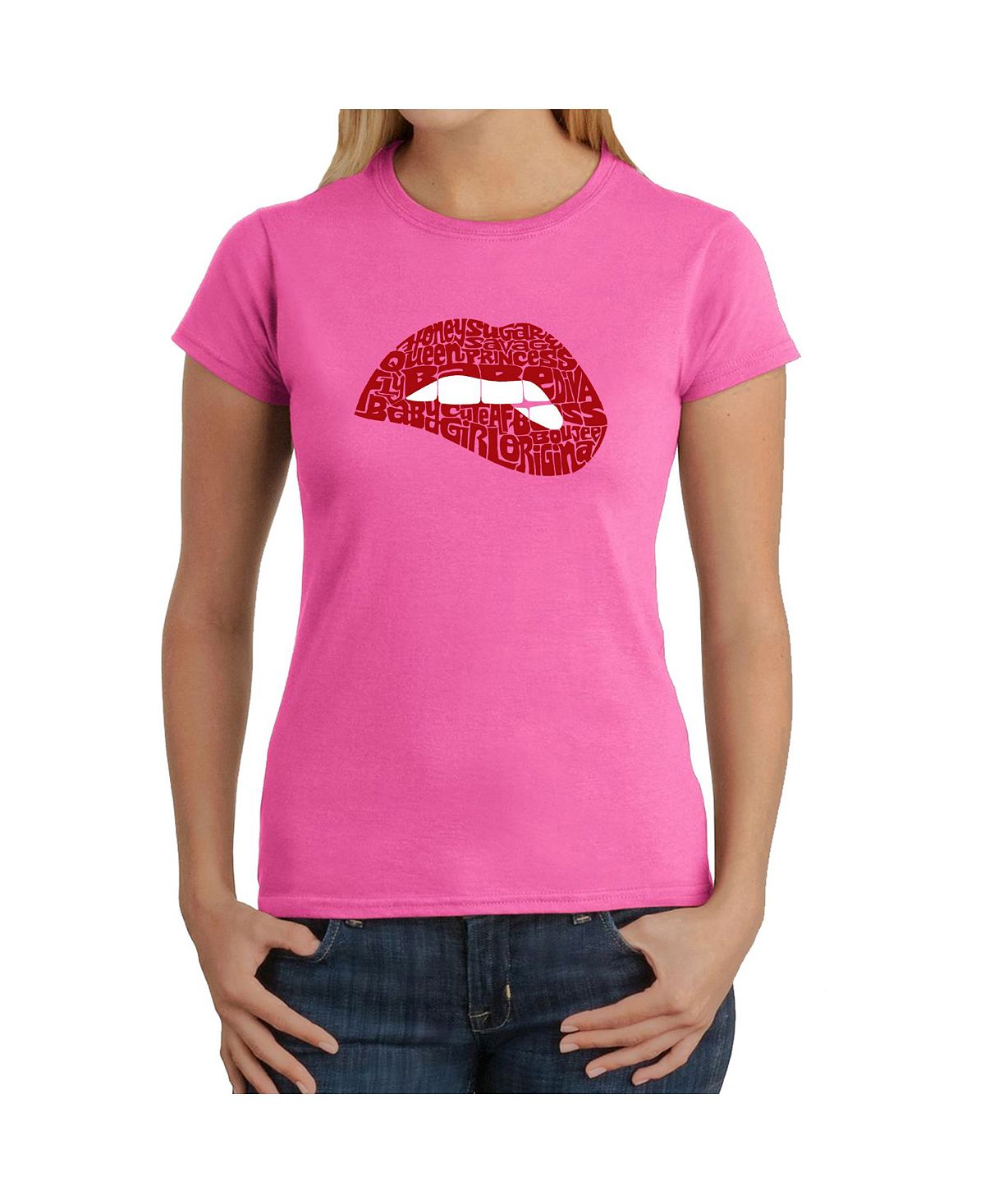 Женская футболка word art - savage lips LA Pop Art, розовый дикари dvd