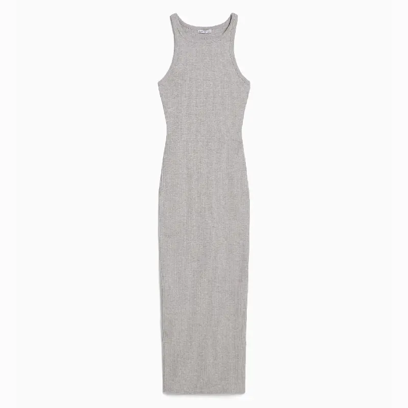 

Платье Bershka Ribbed Midi, серый