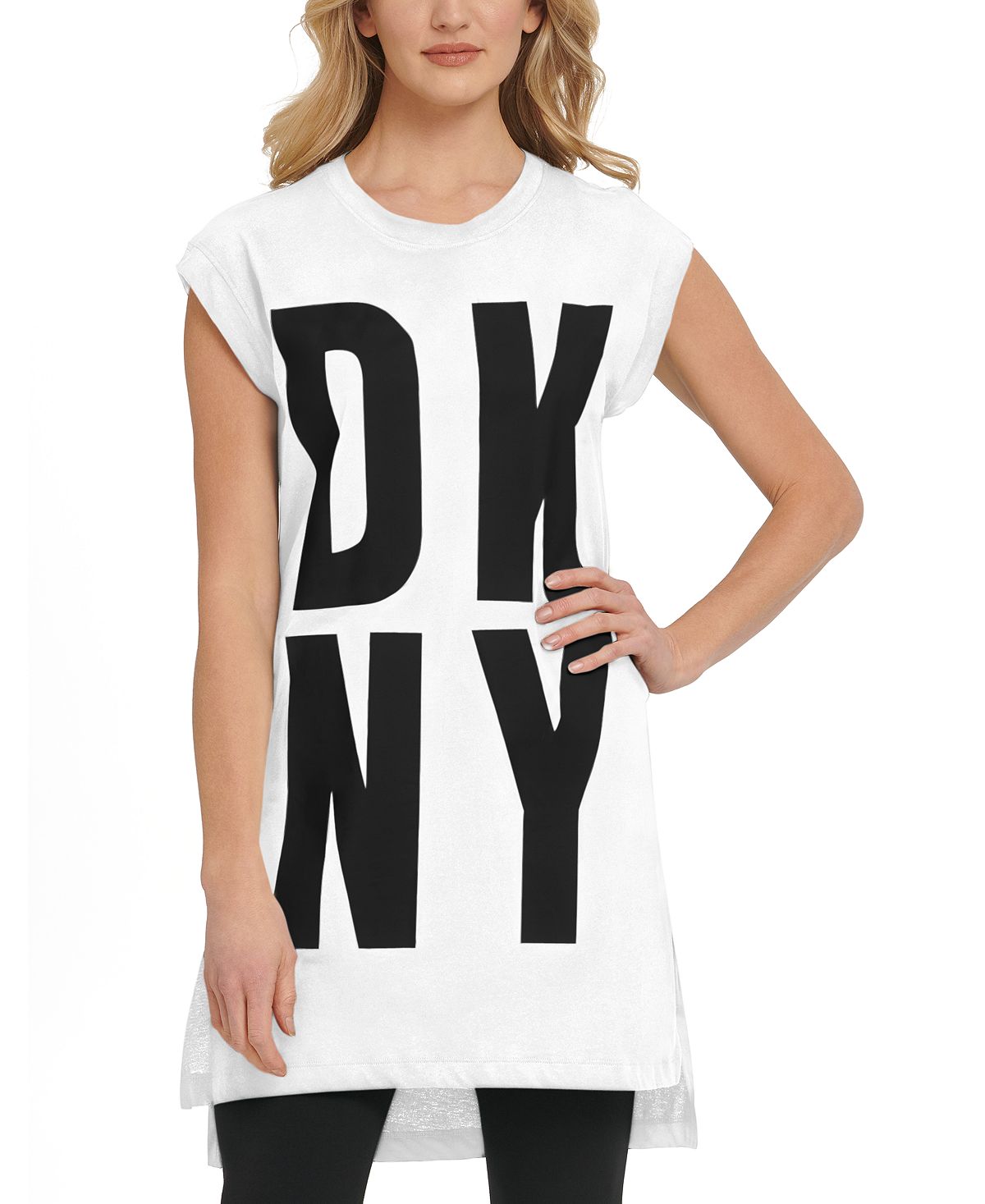 Туника high-low с логотипом DKNY, мульти - фото