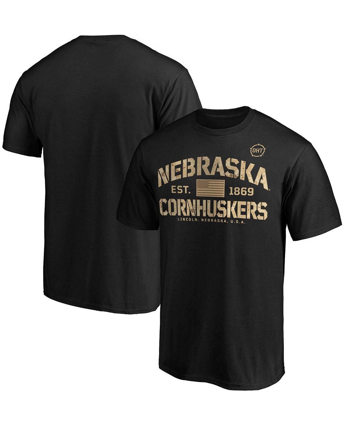 

Мужская черная футболка nebraska huskers oht в стиле милитари appreciation boot camp Fanatics, черный