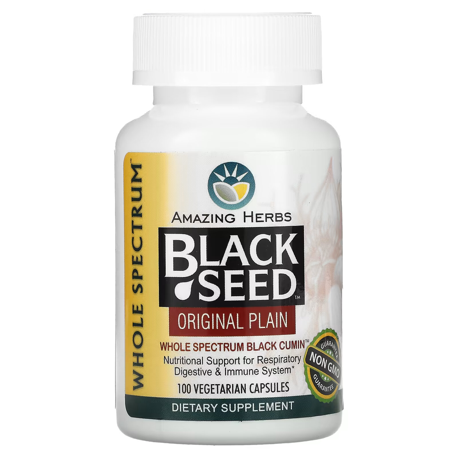 Amazing Herbs, Black Seed, Original Plain, 100 вегетарианских капсул amazing herbs black seed 500 мг 90 гелевых капсул