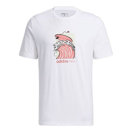 

Футболка Adidas neo M Fav Eh Tee 1 Surf Printing Sports Round Neck Short Sleeve White, Белый