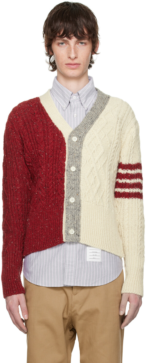 

Красно-белый кардиган Fun-Mix Thom Browne