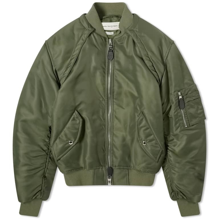 цена Куртка Alexander Mcqueen Harness Sleeve Bomber, темно-зеленый