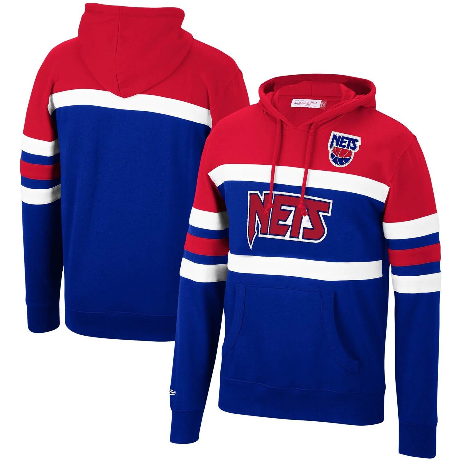 

Мужской пуловер с капюшоном Mitchell & Ness Red/Royal New Jersey Nets Head Coach