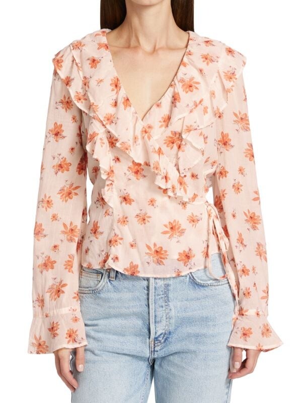 

Топ с Запахом Free People Amanda с цветочным принтом, ivory combo
