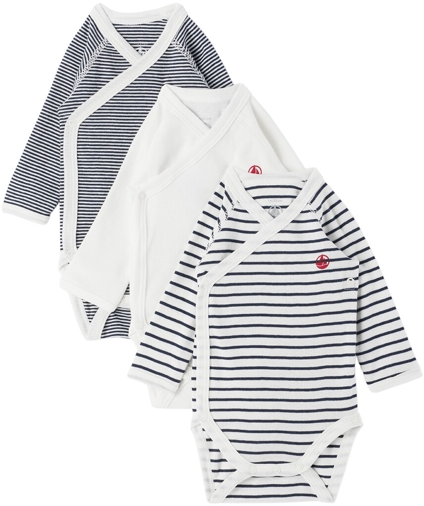 

Набор из трех детских черно-белых боди Petit Bateau