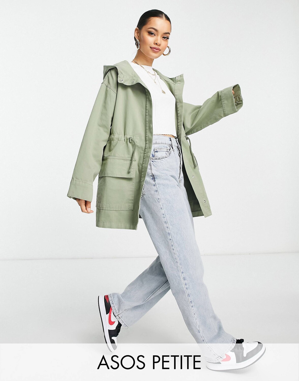 

Легкая парка серого цвета ASOS DESIGN Petite