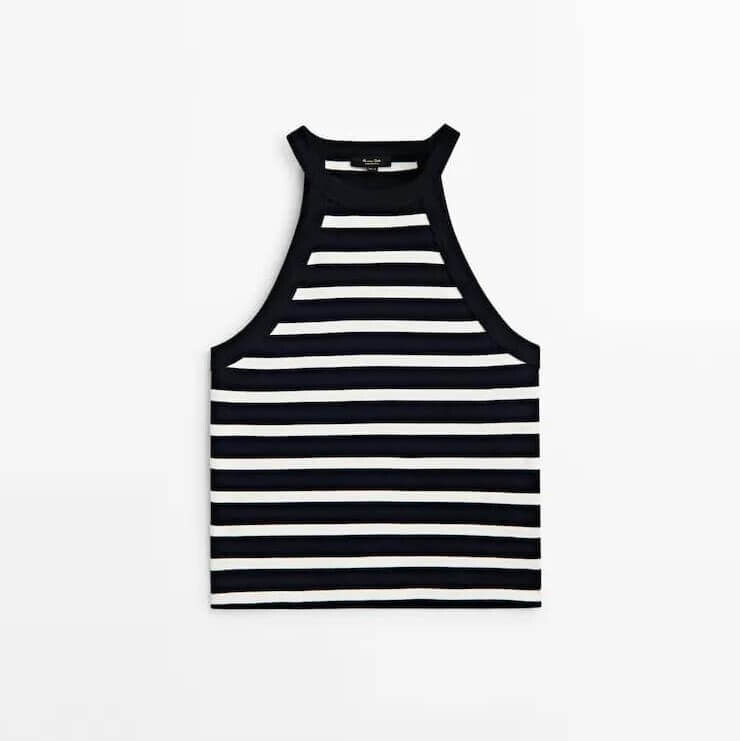 

Топ Massimo Dutti Crop Halter, темно-синий