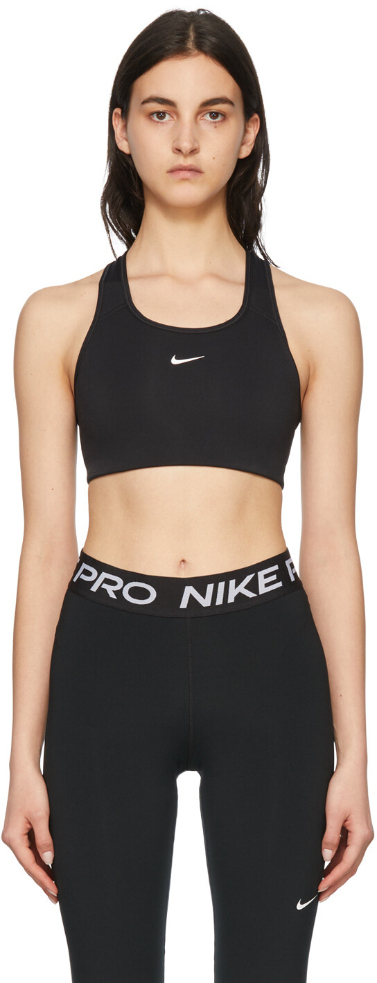 

Черный спортивный бюстгальтер с логотипом Swoosh Nike