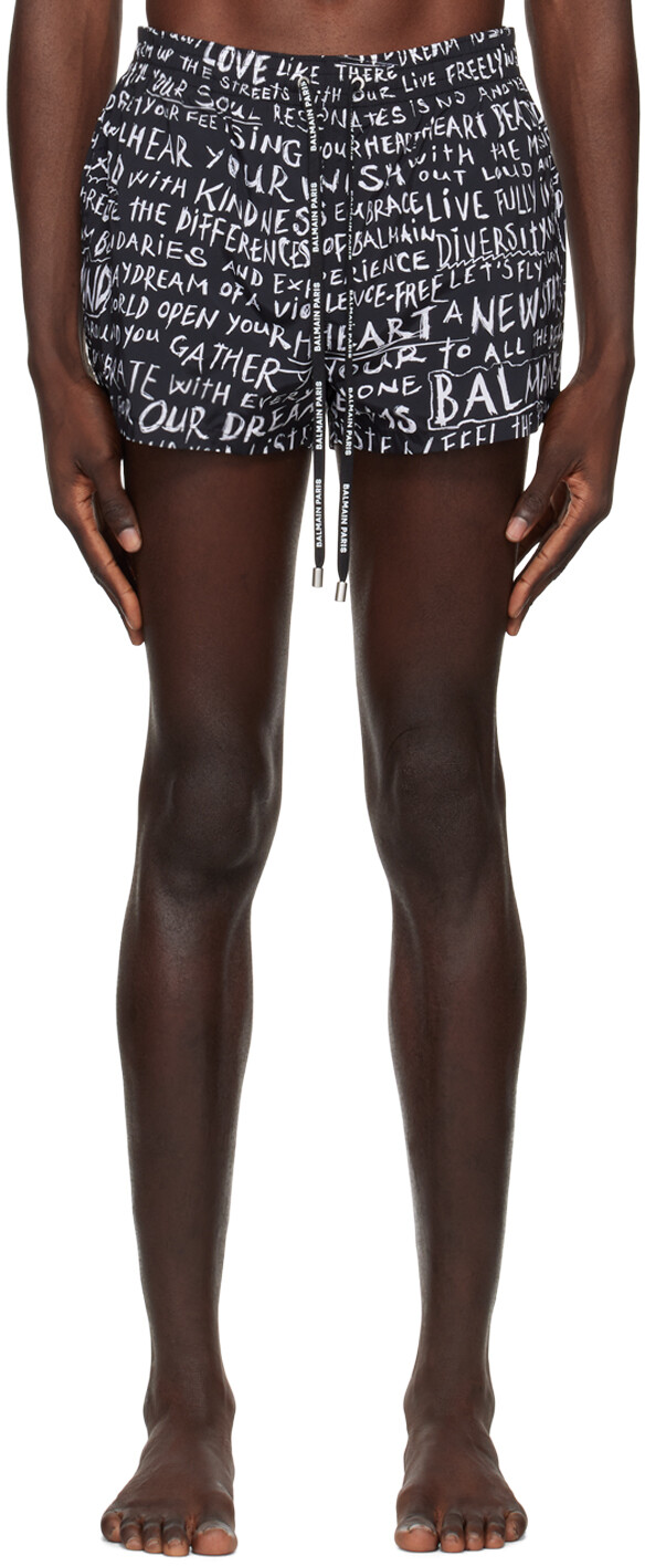 

Черные плавательные шорты с граффити Balmain