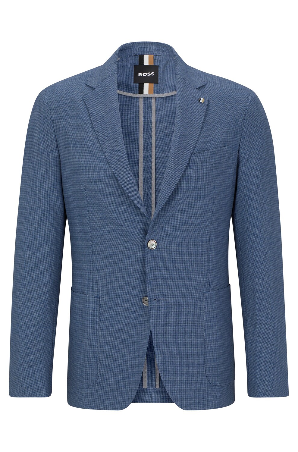 

Пиджак Hugo Boss Slim-fit In Micro-patterned Virgin Wool, голубой