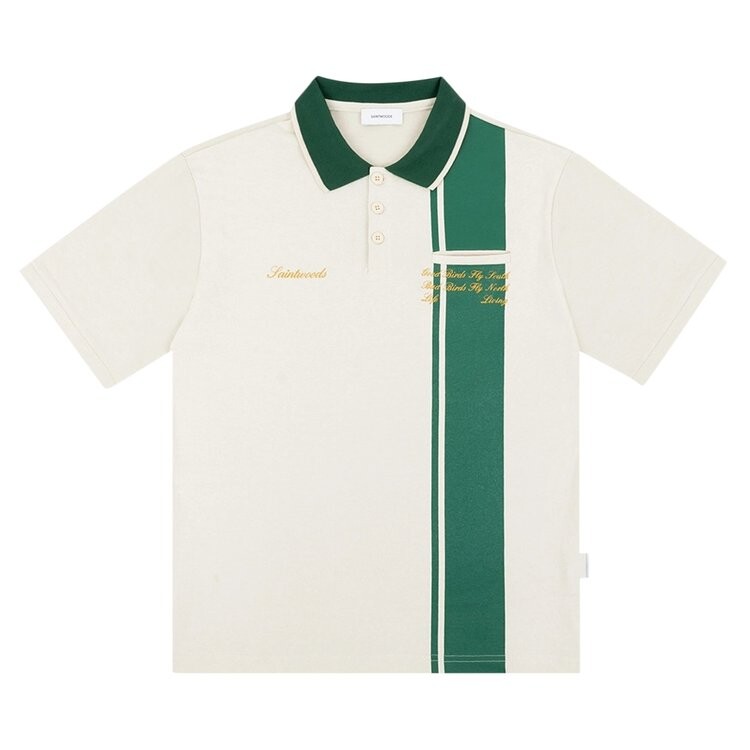 

Поло Saintwoods x The Webster Knit Polo 'White/Green', белый