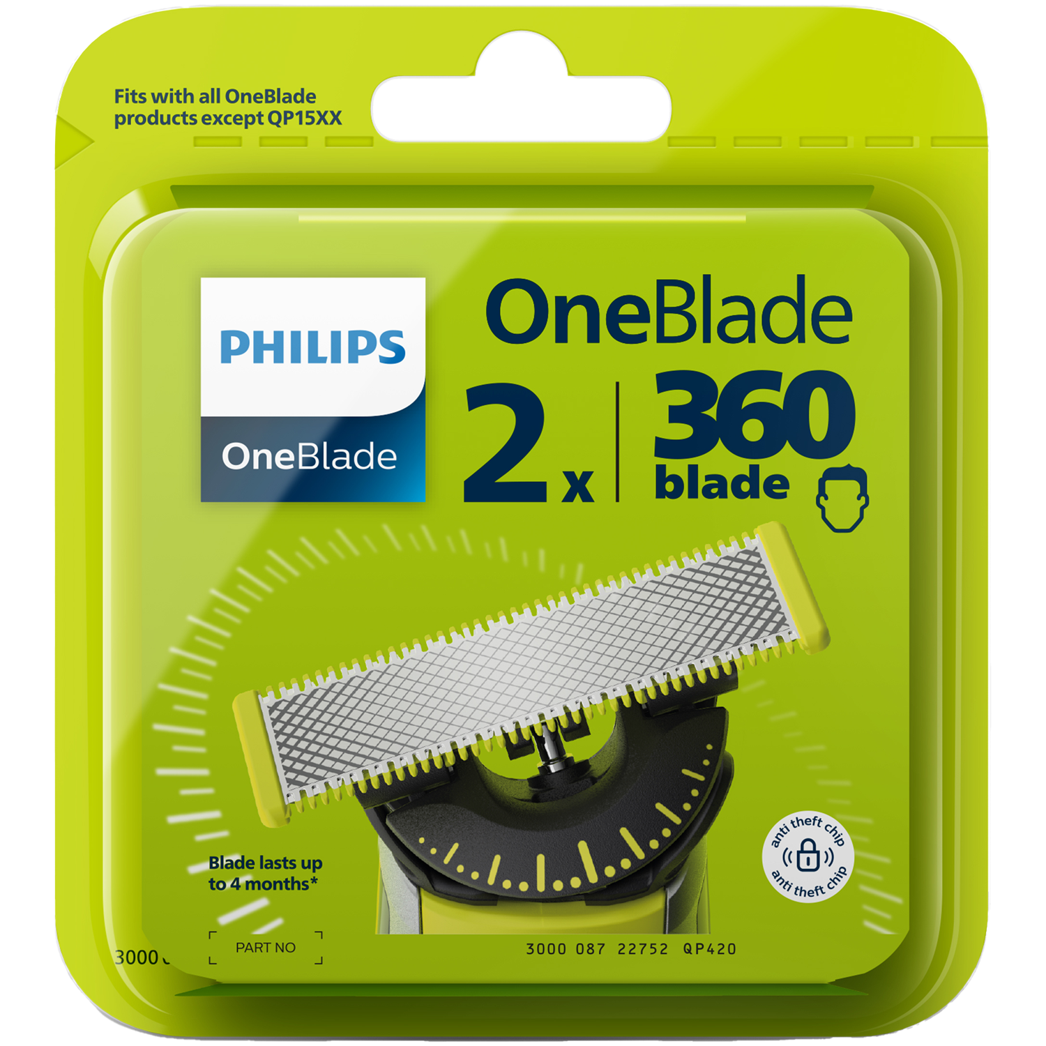 Philips Oneblade 360 QP420/50 сменные лезвия, 2 шт./1 упаковка сменные лезвия для philips oneblade qp620 50 2 шт