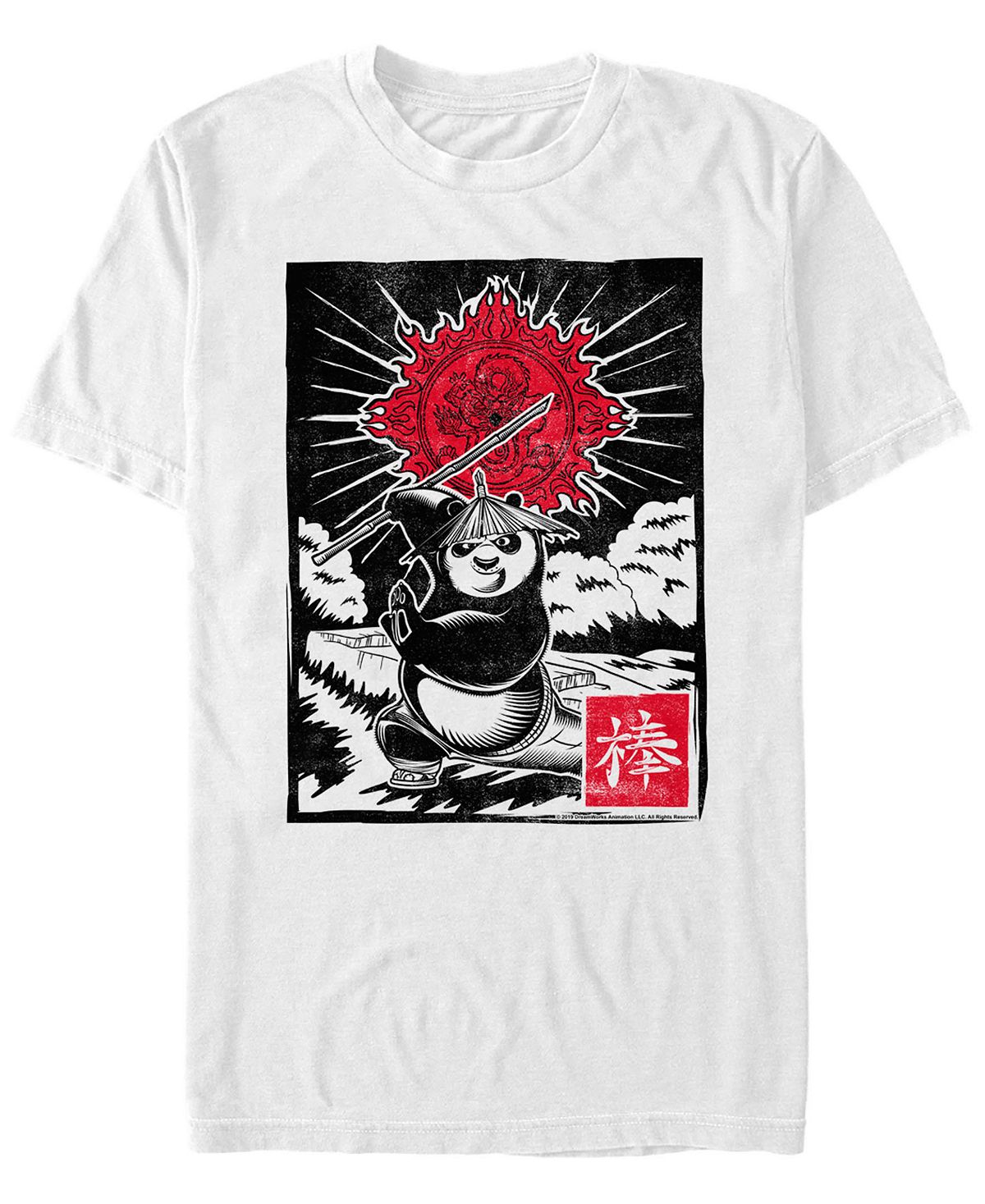 кунг фу панда книжка с цветными мелками Кунг-фу панда мужская футболка с коротким рукавом с плакатом po warrior Fifth Sun, белый