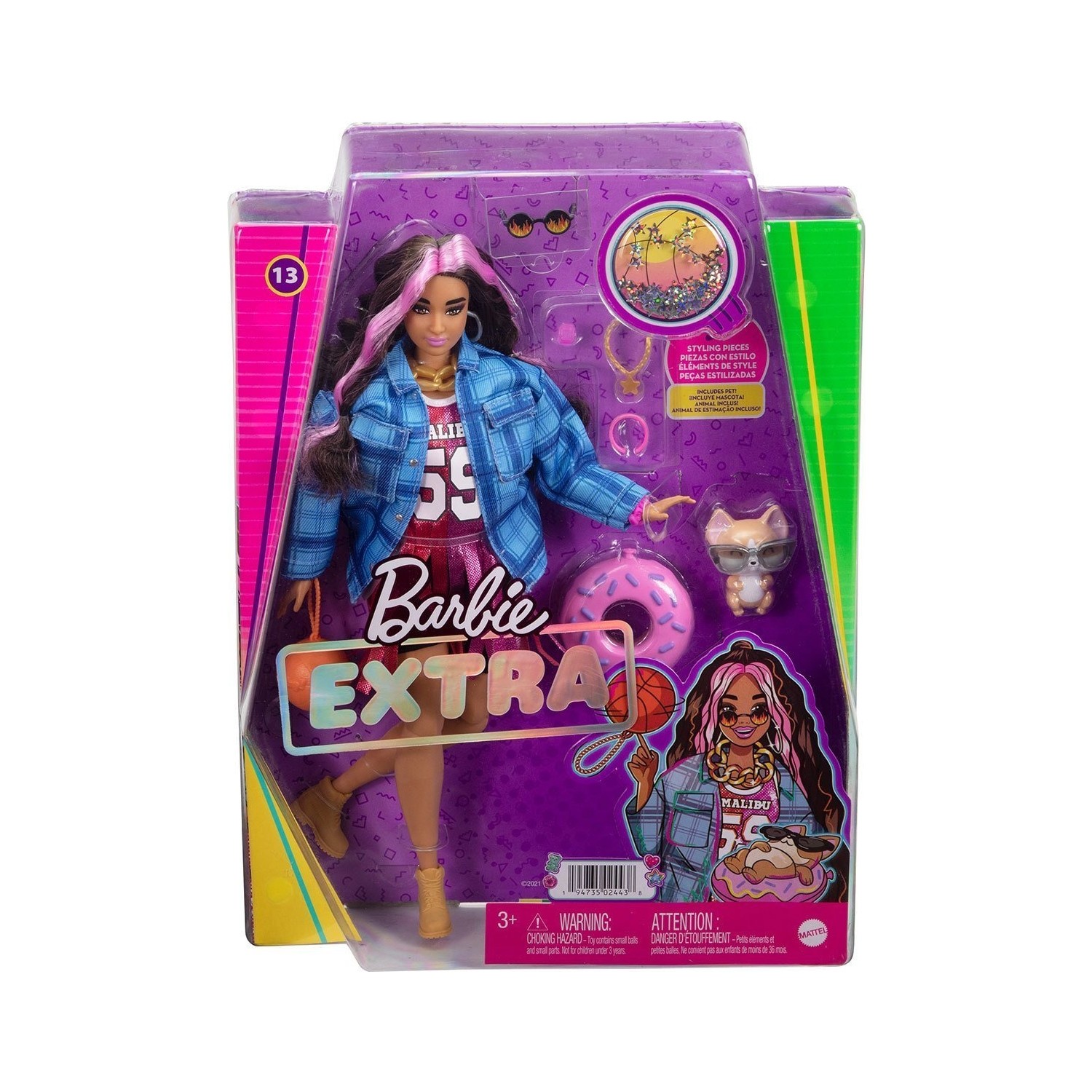 Кукла Barbie в клетчатой куртке HDJ46 кукла barbie extra fancy hhn12