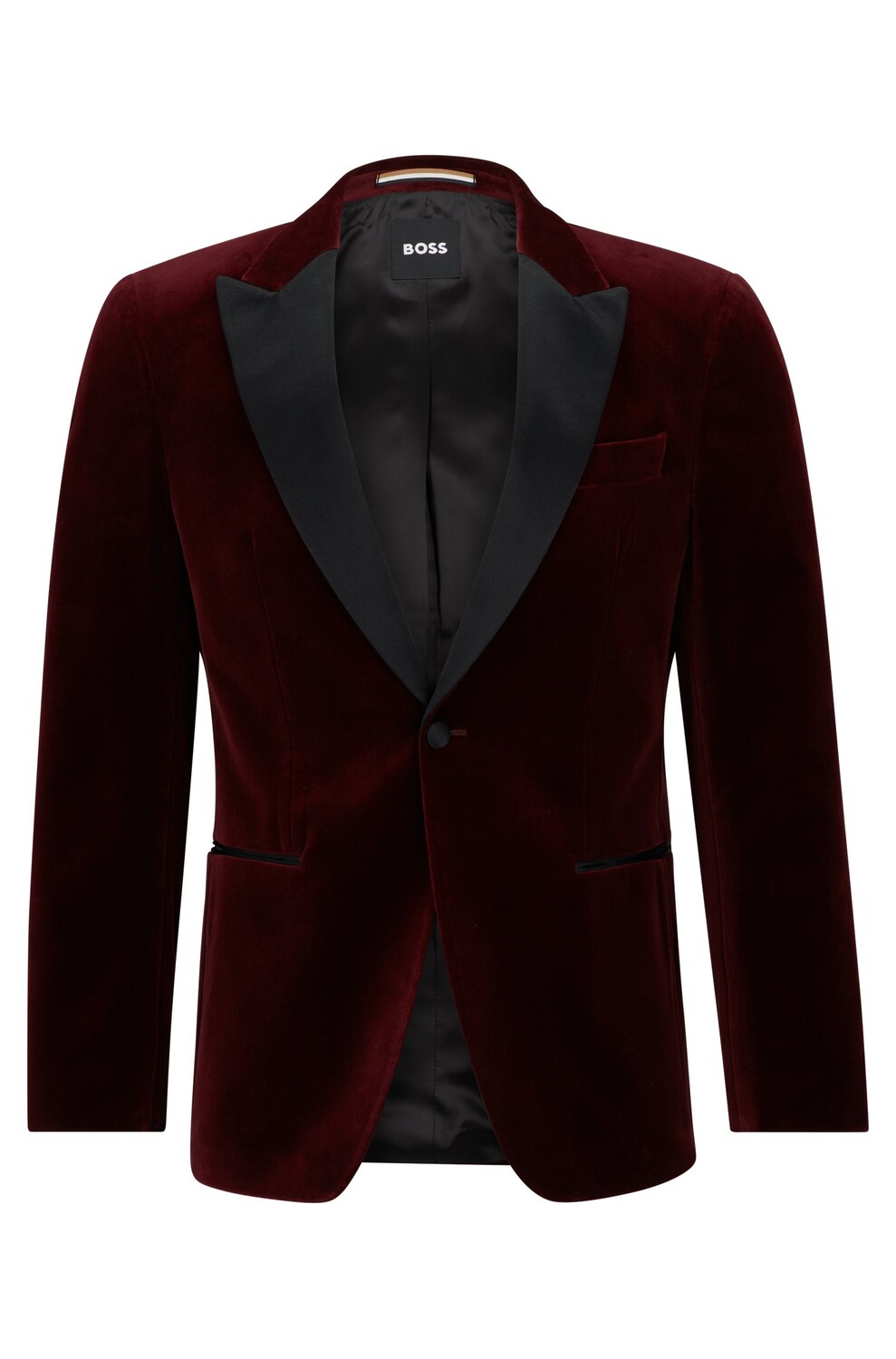 

Пиджак Hugo Boss Slim-fit Tuxedo In Pure-cotton Velvet, темно-красный