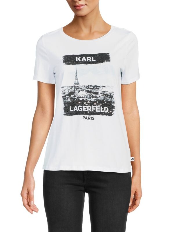 

Футболка с графическим принтом и видом на город Karl Lagerfeld Paris White
