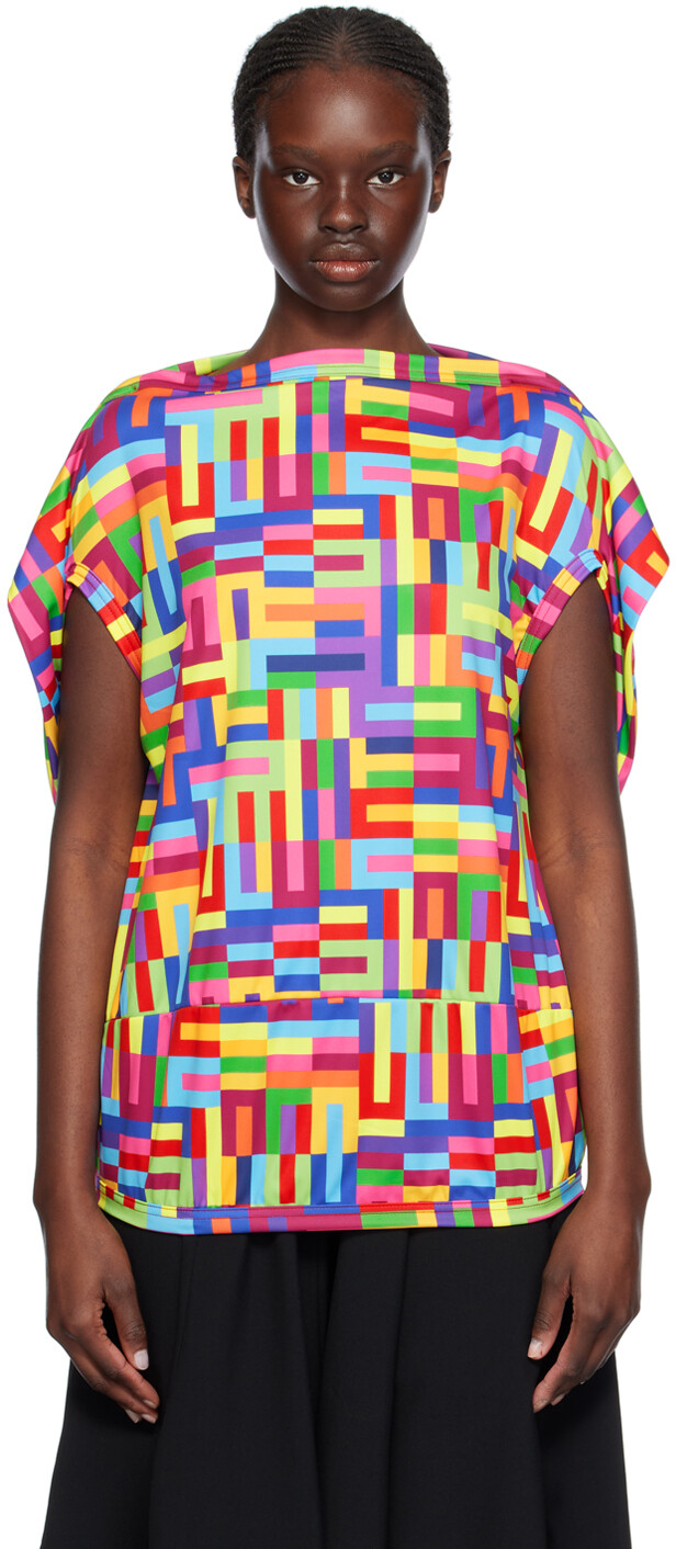 

Разноцветная футболка с принтом Comme Des Garcons, цвет B pattern