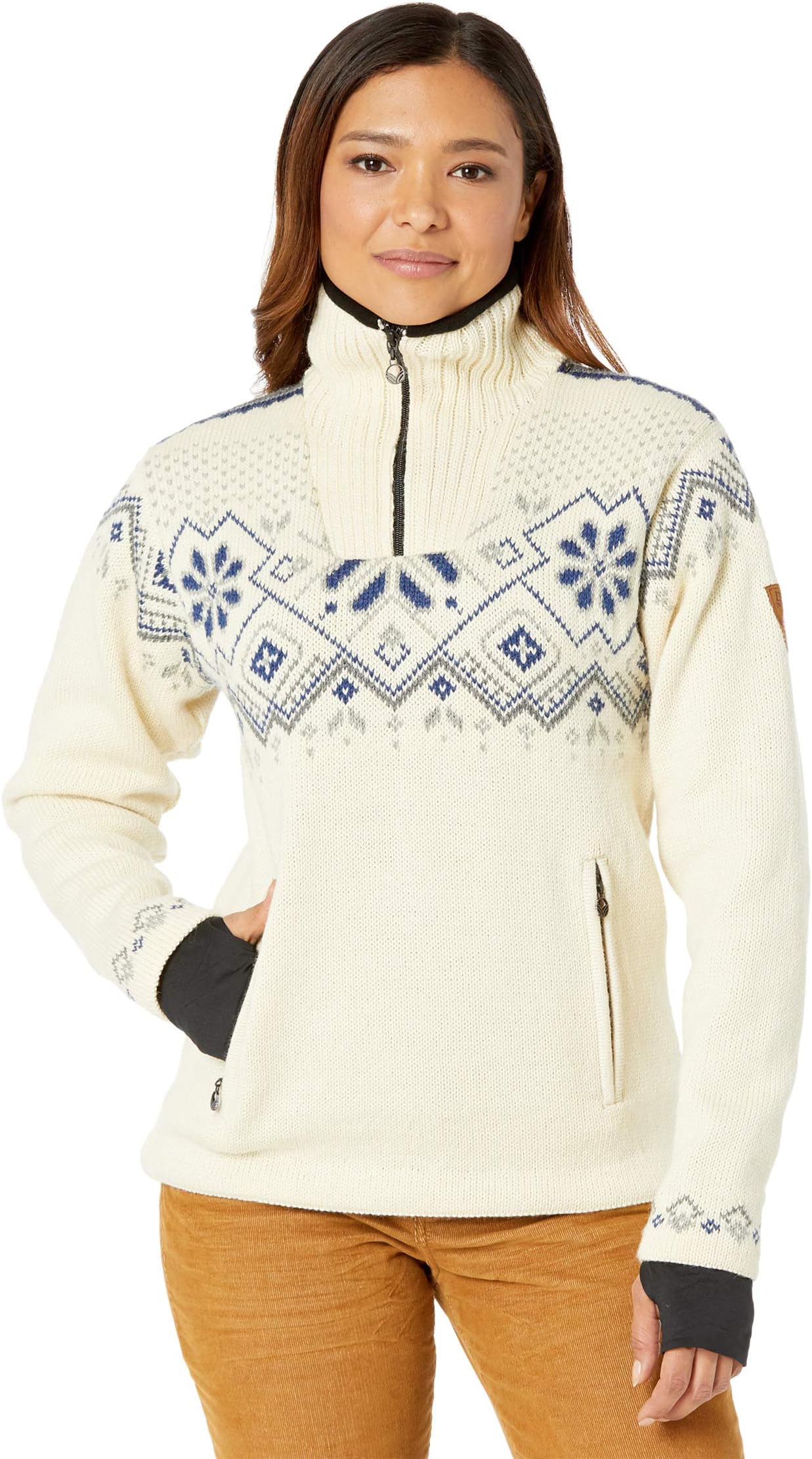 Женский свитер Fongen, устойчивый к атмосферным воздействиям Dale of Norway, цвет Off-White/Light Charcoal/Smoke