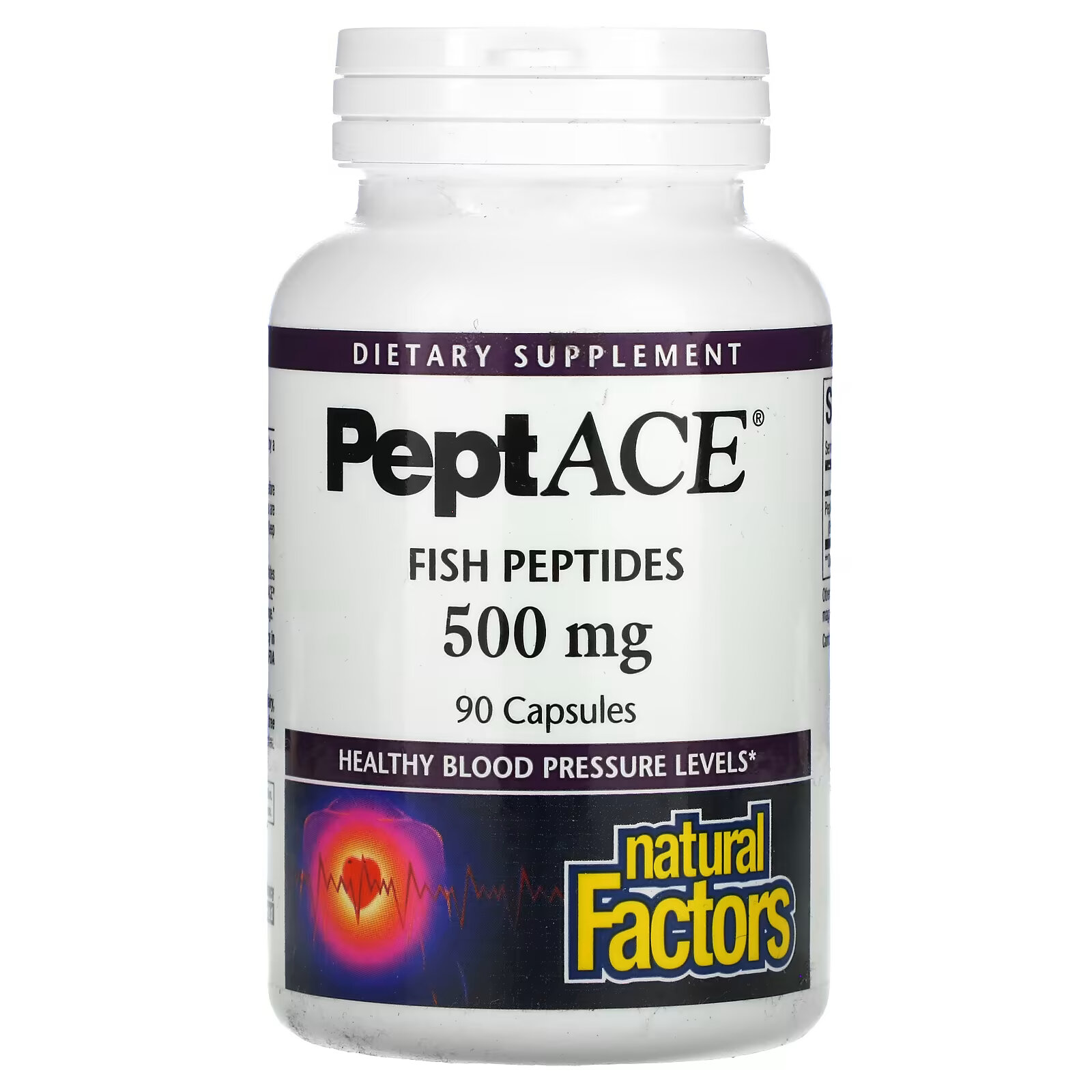 Natural Factors, PeptACE, рыбьи пептиды, 500 мг, 90 капсул 33095
