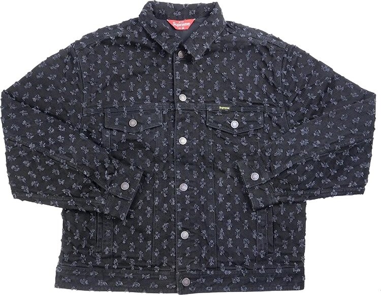 цена Куртка Supreme Hole Punch Denim Trucker Jacket 'Black', черный