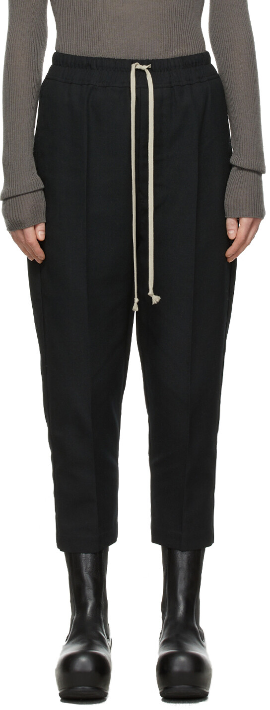 

Черные укороченные брюки Tailoring с кулиской Rick Owens, Черный