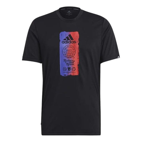 Футболка Adidas Multi-Color Printing Sports Short Sleeve Black T-Shirt, Черный