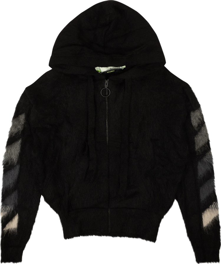 Худи Off-White Brushed Mohair Zip Hoodie 'Black', черный - фото